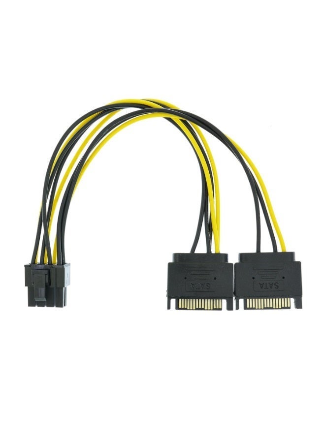 LAMAY 2PCS 6 Pin SATA Power Cable 15-Pin to 6-Pin PCI Express Card Power Cable Adapter 8 Inch - Image 1